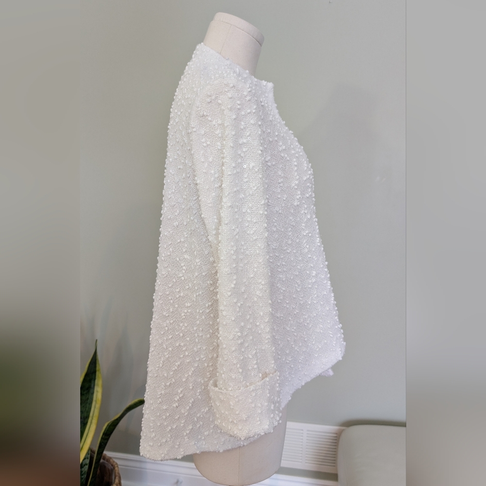 Joseph Ribkoff Women's White Top Textured Sequin Asymmetrical Size 6 - Picture 2 of 16